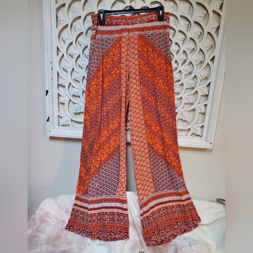 Earthbound Orange Fall Scarf Print Medium Pants